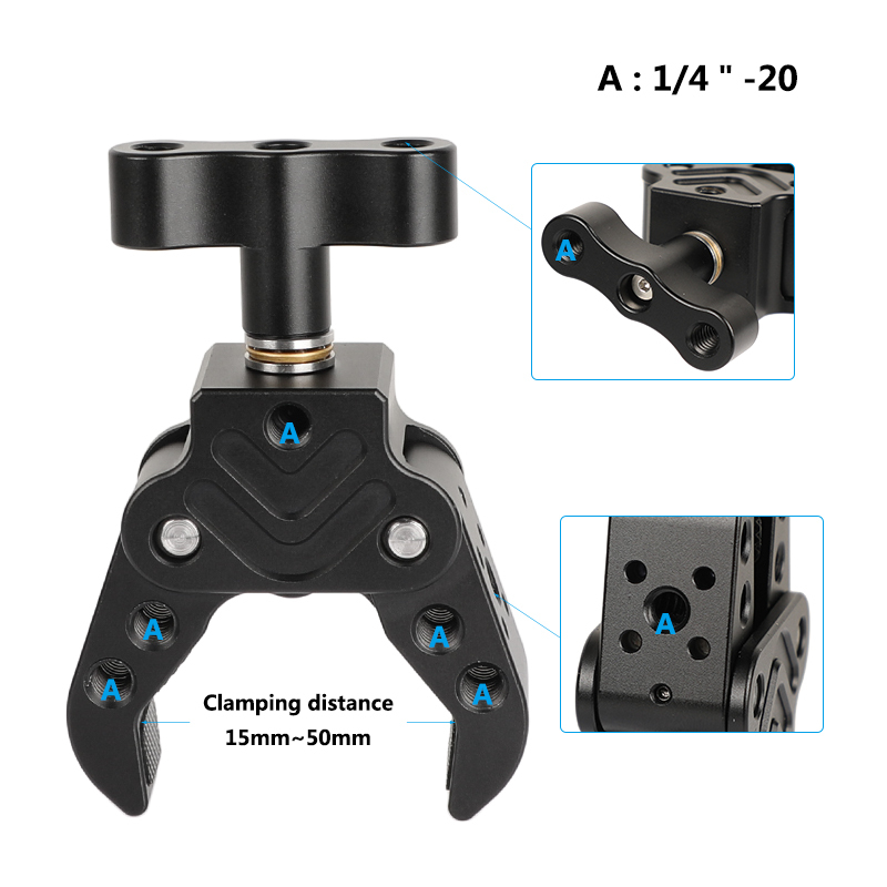 CAMVATE Universal Super Crab Lock-grip Clamp With 1/4"-20 Mounting Points For DSLR Camera Magic Arm