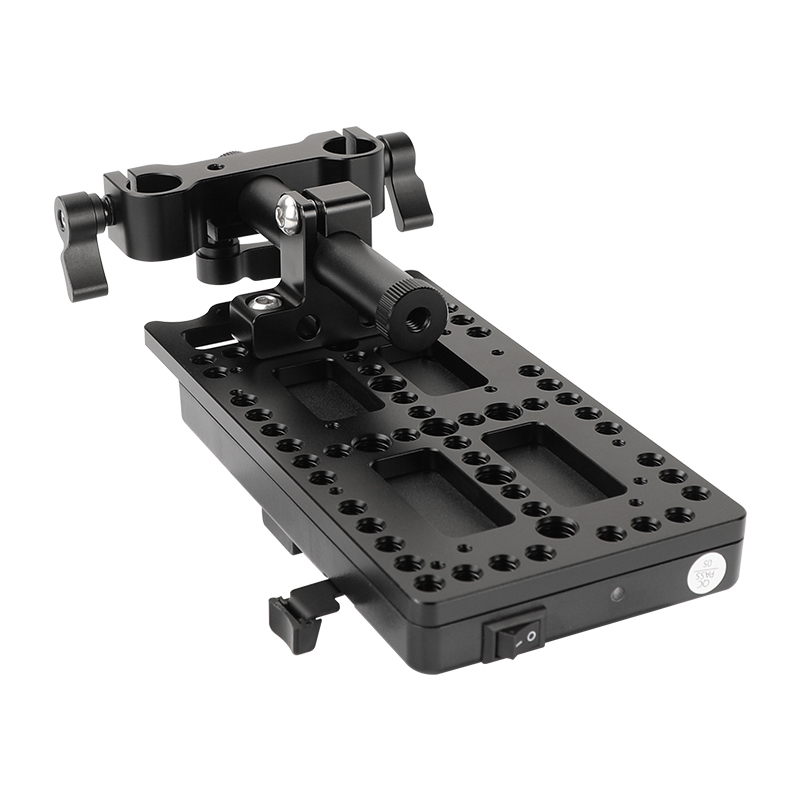 CAMVATE Quick Release V Lock Plate Power Splitter Adapter With Back Plate And 15mm Railblocks