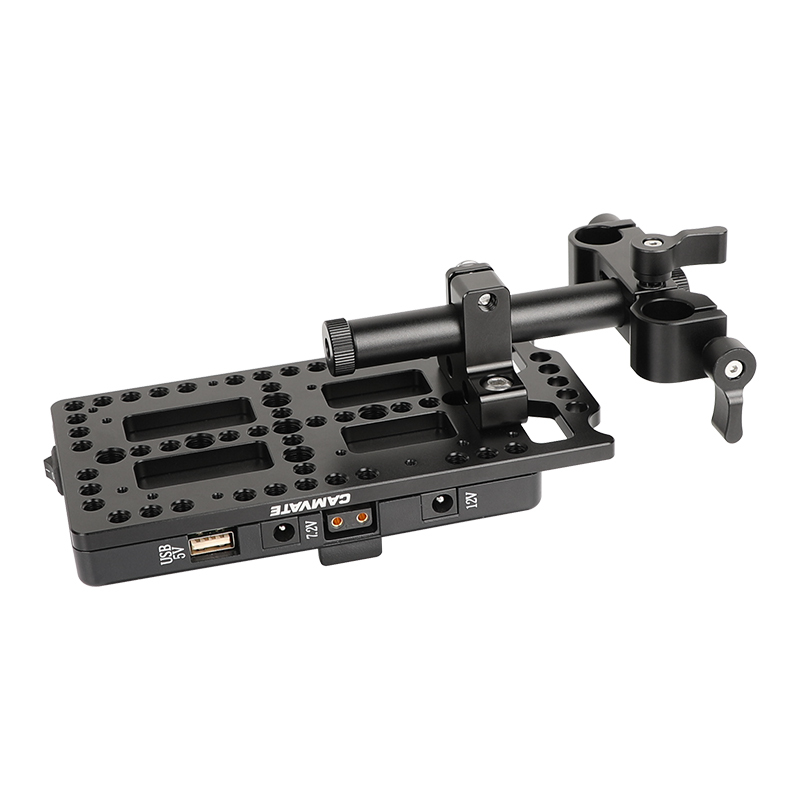 CAMVATE Quick Release V Lock Plate Power Splitter Adapter With Back Plate And 15mm Railblocks
