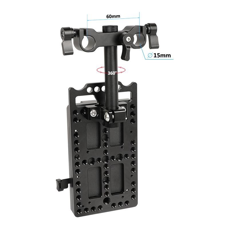 CAMVATE Quick Release V Lock Plate Power Splitter Adapter With Back Plate And 15mm Railblocks