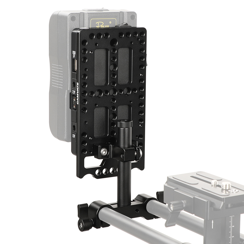 CAMVATE Quick Release V Lock Plate Power Splitter Adapter With Back Plate And 15mm Railblocks