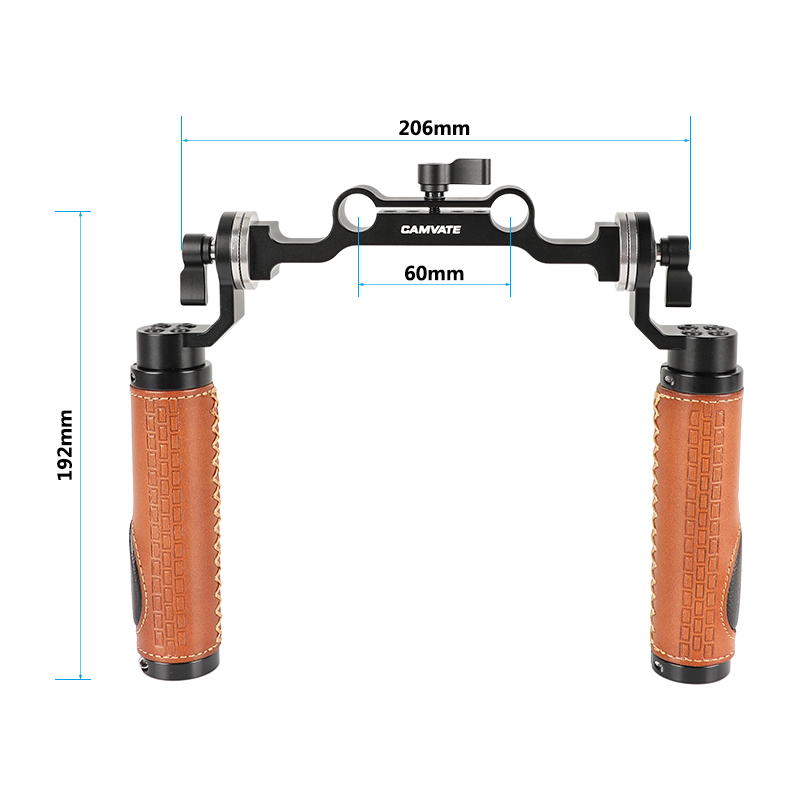 CAMVATE ARRI Style Rosette Handgrips (leather) & 15mm Rod Clamp Railblock for DSLR Handle Shoulder Rig
