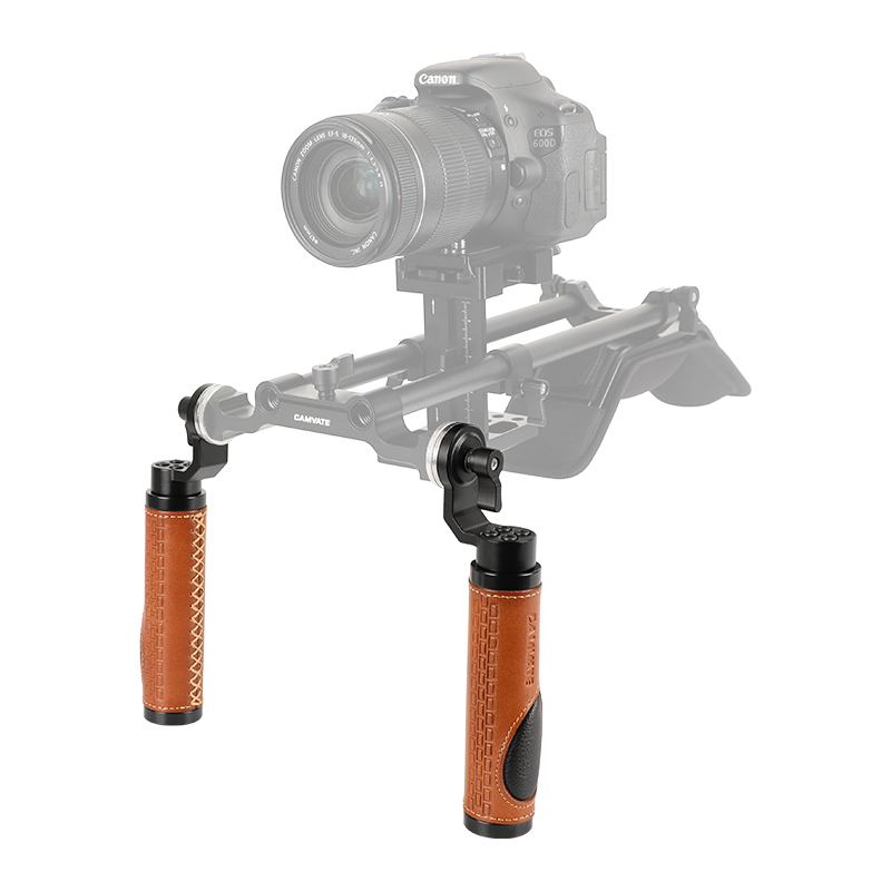 CAMVATE ARRI Style Rosette Handgrip (leather) for DSLR Handle Shoulder Rig (pack of 2)