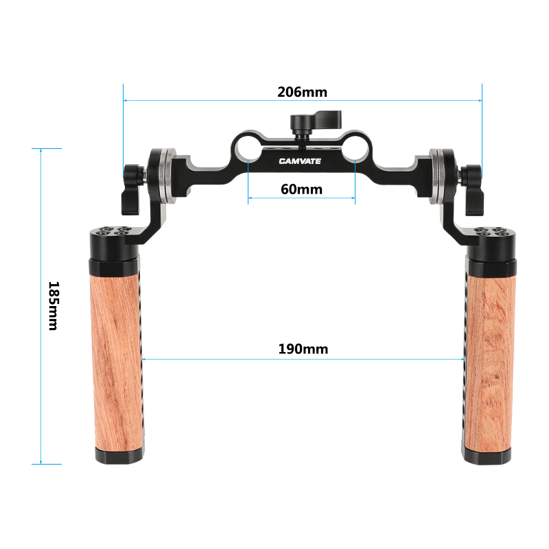 CAMVATE ARRI Rosette Wooden Handgrips & 15mm Rod Clamp For DSLR Handheld Shoulder Rig