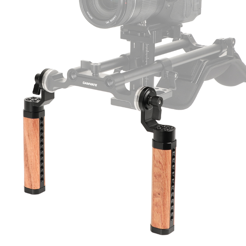 CAMVATE ARRI Rosette Wooden Handgrip For DSLR Shoulder Rig (A Pair)
