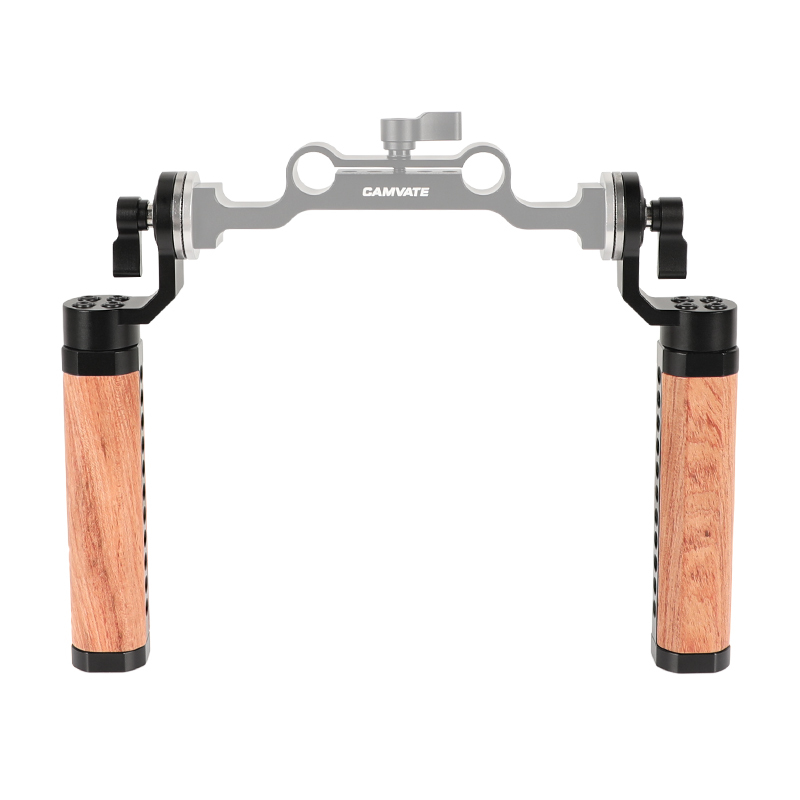 CAMVATE ARRI Rosette Wooden Handgrip For DSLR Shoulder Rig (A Pair)