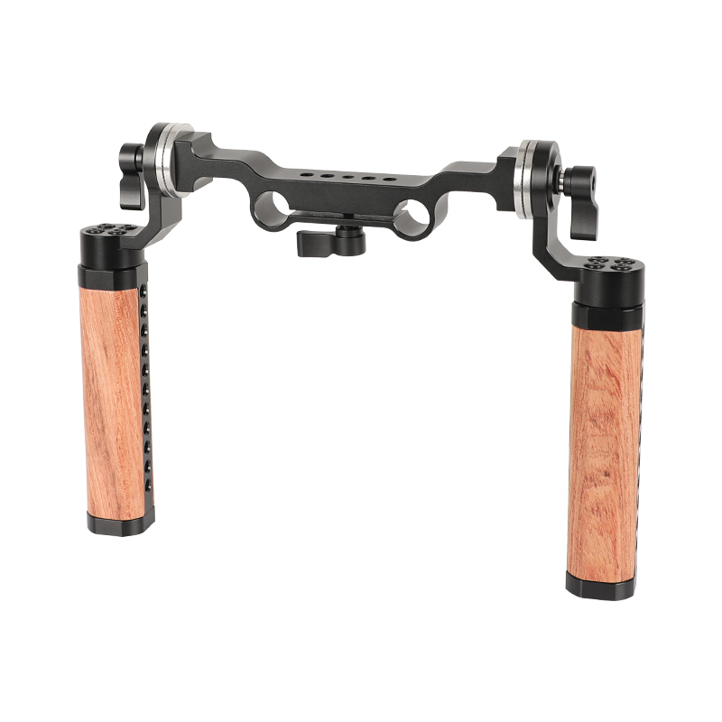 CAMVATE ARRI Rosette Wooden Handgrips & 15mm Rod Clamp For DSLR Handheld Shoulder Rig