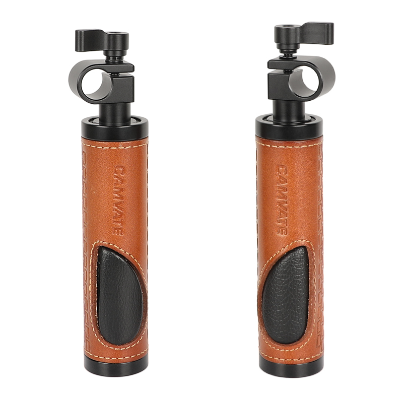CAMVATE 15mm Rod Clamp Handle Grip (Leather) for DSLR Camera Rod System (pack of 2)