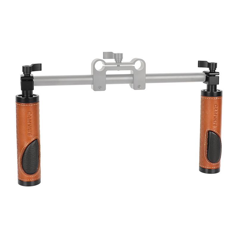 CAMVATE 15mm Rod Clamp Handle Grip (Leather) for DSLR Camera Rod System (pack of 2)