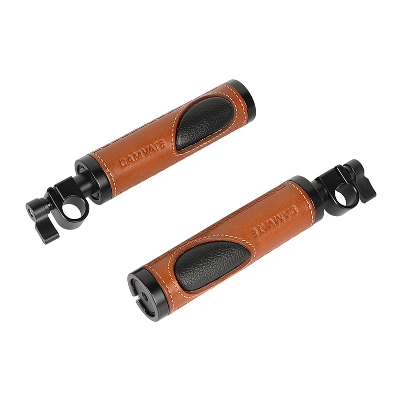 CAMVATE 15mm Rod Clamp Handle Grip (Leather) for DSLR Camera Rod System (pack of 2)