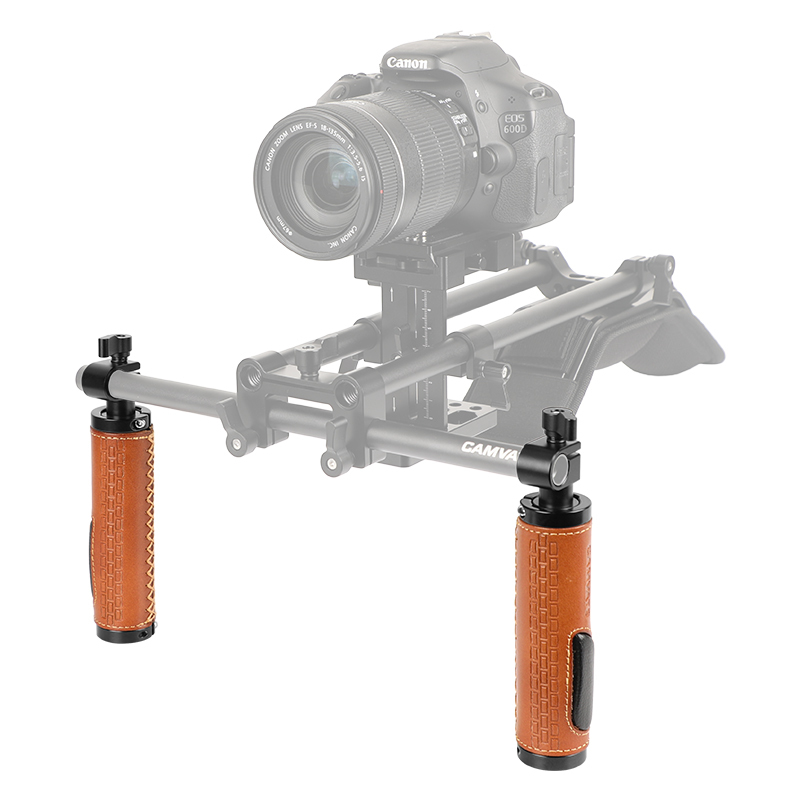 CAMVATE 15mm Rod Clamp Handle Grip (Leather) for DSLR Camera Rod System (pack of 2)