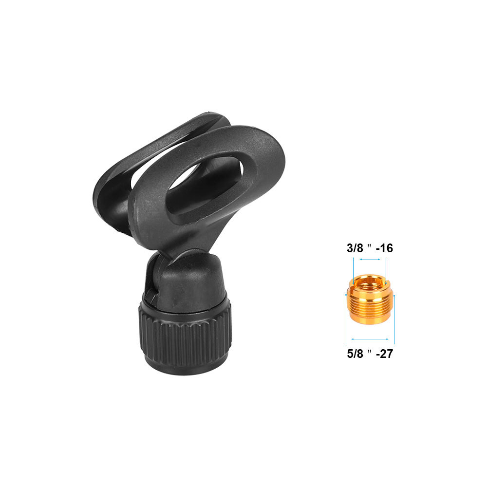 CAMVATE Universal Mini Microphone Clip Holder For Mic Stand With 5/8" Male To 3/8" Female Metal Mic Screw Adapter
