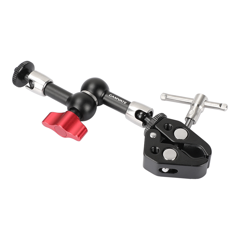 CAMVATE 7" inch 360°Articulating Magic Arm,1/4" Mount + Super Clamp Crab Pliers Clip