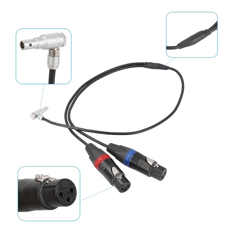 CAMVATE Audio Input Cable For ARRI Alexa Mini Right Angle 5 Pin Male To Dual XLR 3 Pin Female