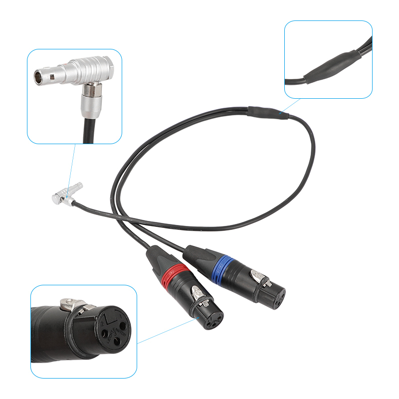 CAMVATE Audio Input Cable For ARRI Alexa Mini Right Angle 5 Pin Male To Dual XLR 3 Pin Female