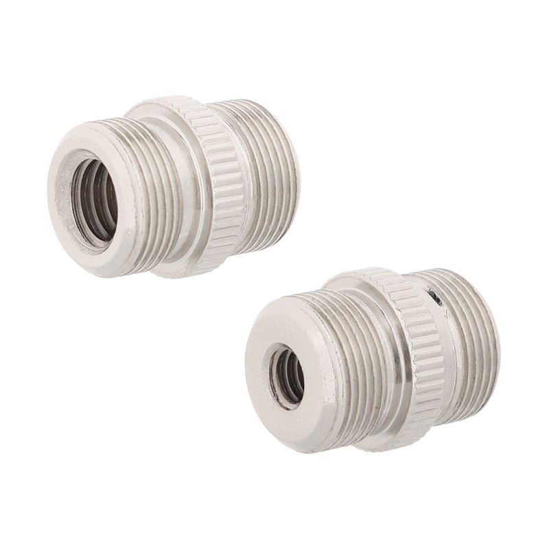 CAMVATE 5/8"-27 Male To 1/4"-20 Female And 3/8"-16 Female Microphone Screw Adapter Double-end Nickle Brass Made (2 Pieces)