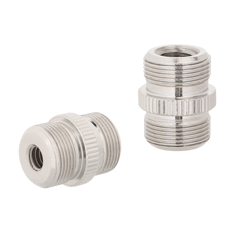 CAMVATE 5/8"-27 Male To 1/4"-20 Female And 3/8"-16 Female Microphone Screw Adapter Double-end Nickle Brass Made (2 Pieces)