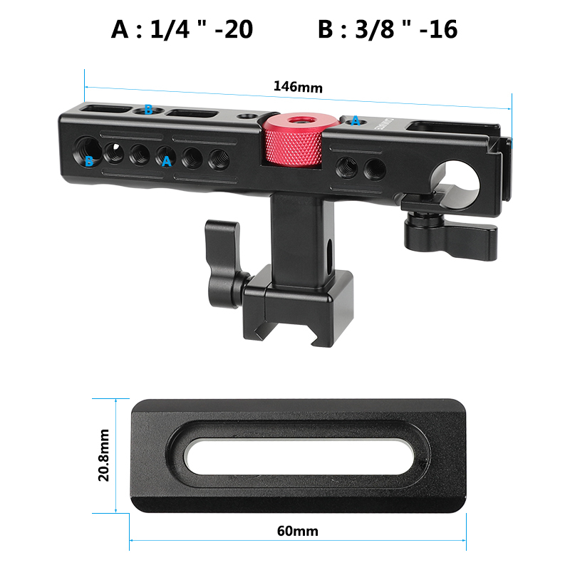 CAMVATE Nato Top Handle Kit with 15mm Rod Clamp & Shoe Mounts for Camera Cage Rig (Black)