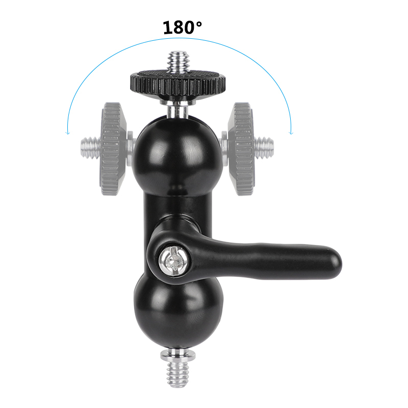 CAMVATE Upgraded Ball Head Mount Double-end 1/4"-20 Thread With Super Robust Central Lock Knob For DSLR Camera Flashlight / Monitor