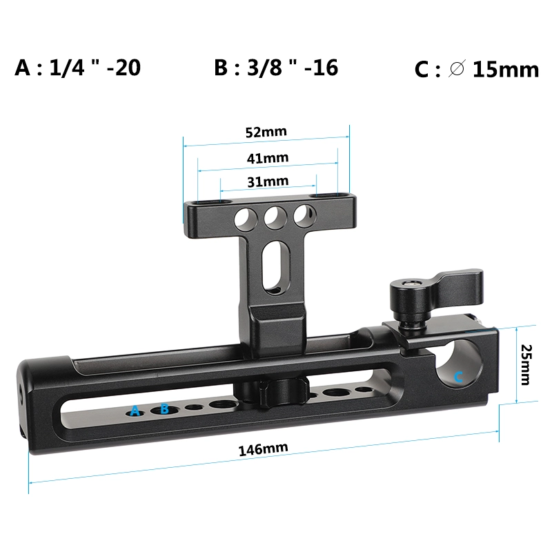 CAMVATE Aluminum Top Handgrip With Detachable Handle Seat 1/4" Mounting Points & Built-in 15mm Rod Clamp & Shoe Mount Adapters