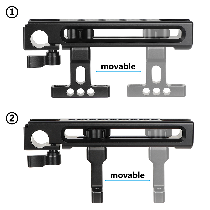 CAMVATE Aluminum Top Handgrip With Detachable Handle Seat 1/4" Mounting Points & Built-in 15mm Rod Clamp & Shoe Mount Adapters
