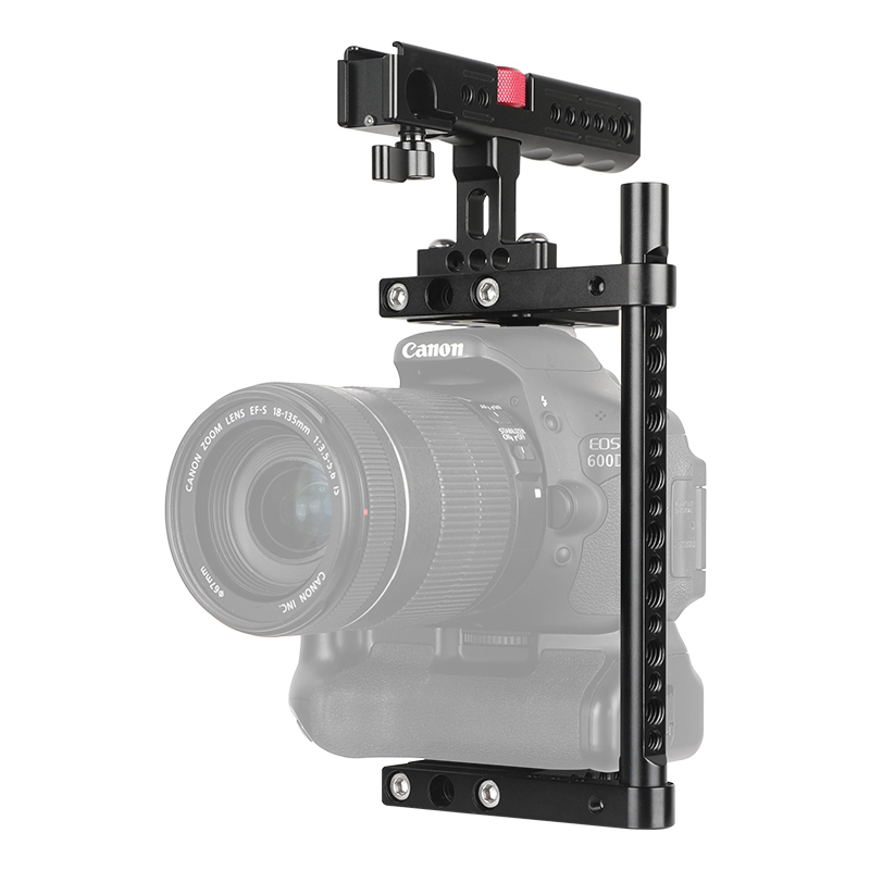 CAMVATE Simple Camera Cage Kit With Top Cheese Handle Equipped With Double Shoe Mounts & 15mm Railblock For Large DSLR Camera