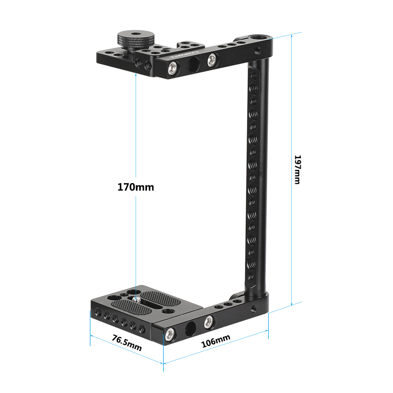 CAMVATE Simple Camera Cage Kit With Top Cheese Handle Equipped With Double Shoe Mounts & 15mm Railblock For Large DSLR Camera