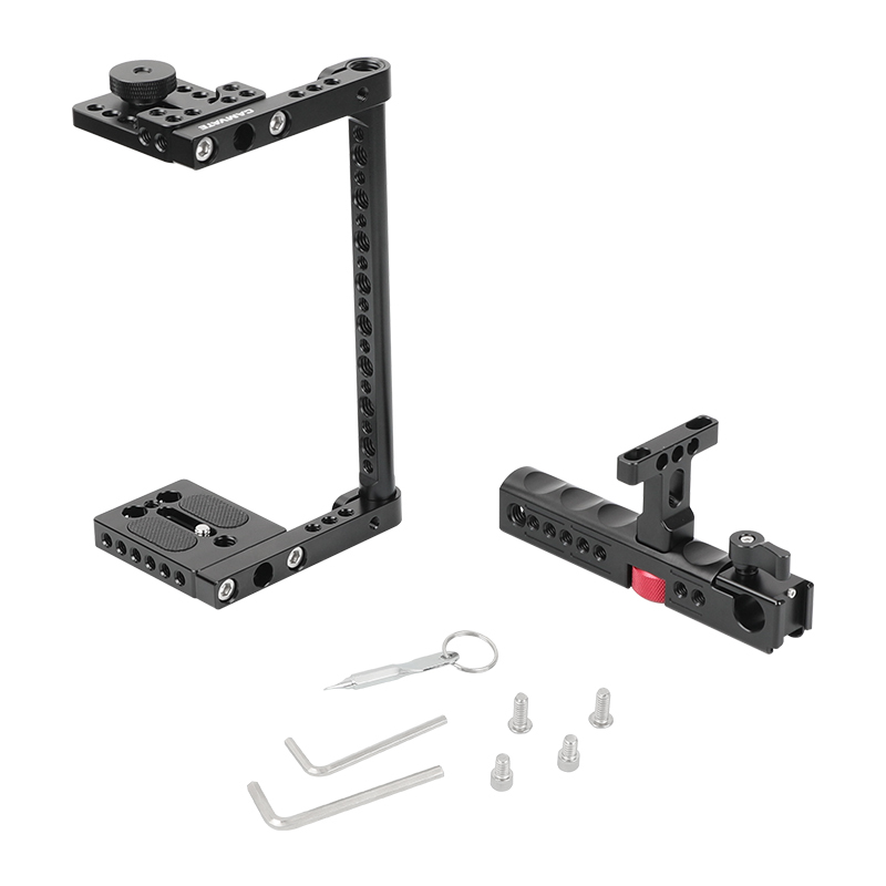 CAMVATE Simple Camera Cage Kit With Top Cheese Handle Equipped With Double Shoe Mounts & 15mm Railblock For Large DSLR Camera
