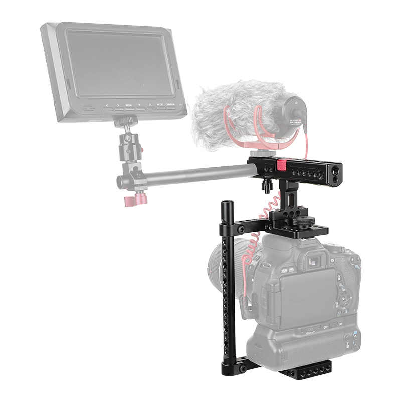 CAMVATE Simple Camera Cage Kit With Top Cheese Handle Equipped With Double Shoe Mounts & 15mm Railblock For Large DSLR Camera