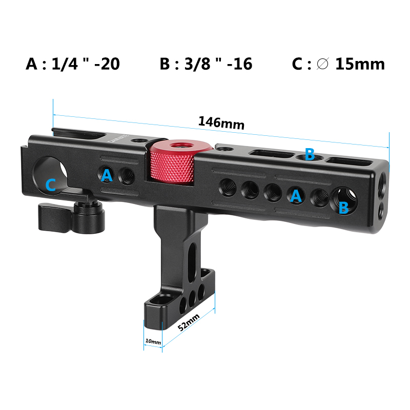 CAMVATE Simple Camera Cage Kit With Top Cheese Handle Equipped With Double Shoe Mounts & 15mm Railblock For Large DSLR Camera