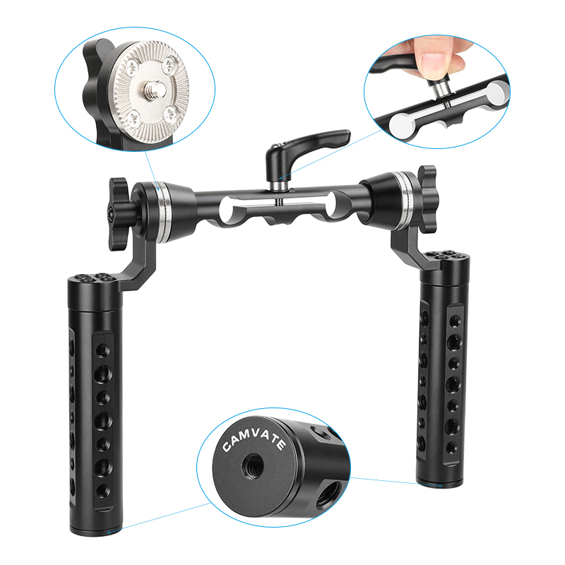CAMVATE ARRI Rosette Handgrips Aluminium Cheese Handle With Dual 15mm Railblock For DLSR Camera Shoulder Mount Rig