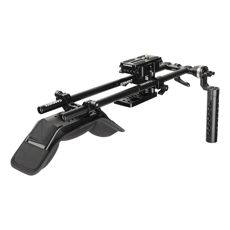 CAMVATE Handheld Shoulder Mount Rig With Manfrotto Quick Release Baseplate & Dual ARRI Rosette Aluminum Cheese Handgrip
