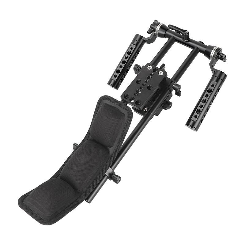 CAMVATE Handheld Shoulder Mount Rig With Manfrotto Quick Release Baseplate & Dual ARRI Rosette Aluminum Cheese Handgrip