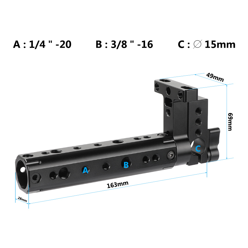 CAMVATE Aluminum Top Cheese Handle With 15mm Single Rod Clamp For DSLR Camera Cage Kit