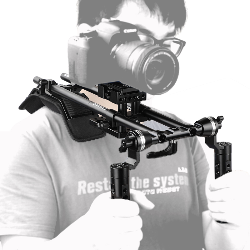 CAMVATE Handheld Shoulder Mount Rig With Manfrotto Quick Release Baseplate & Dual ARRI Rosette Aluminum Cheese Handgrip