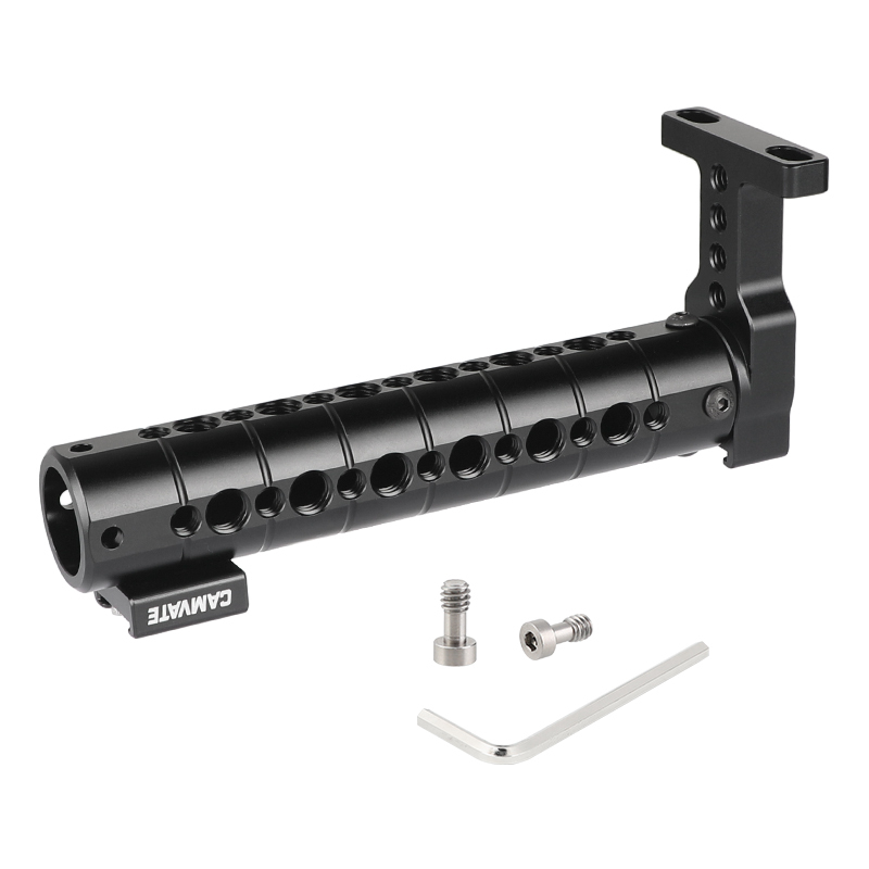 CAMVATE Aluminum Top Handle Grip With 1/4" & 3/8" Mounting Points And Two Cold Shoe Mounts For DSLR Camera Cage Kit