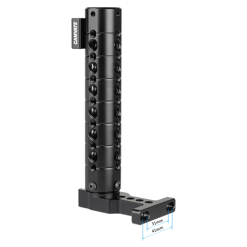 CAMVATE Aluminum Top Handle Grip With 1/4" & 3/8" Mounting Points And Two Cold Shoe Mounts For DSLR Camera Cage Kit