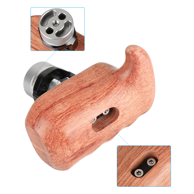 CAMVATE Right Side Wooden Grip With M6 ARRI Rosette & 1/4" Mounting Points