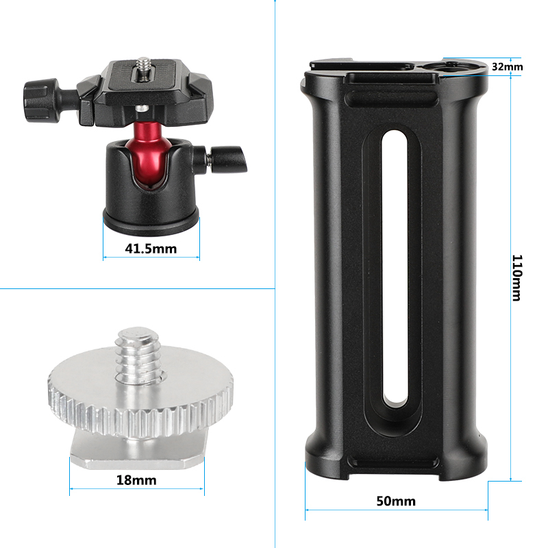 CAMVATE Aluminum Handle Grip + 360° Rotating Tripod Head Adapter With Quick Release Baseplate 1/4" Mounting Screw