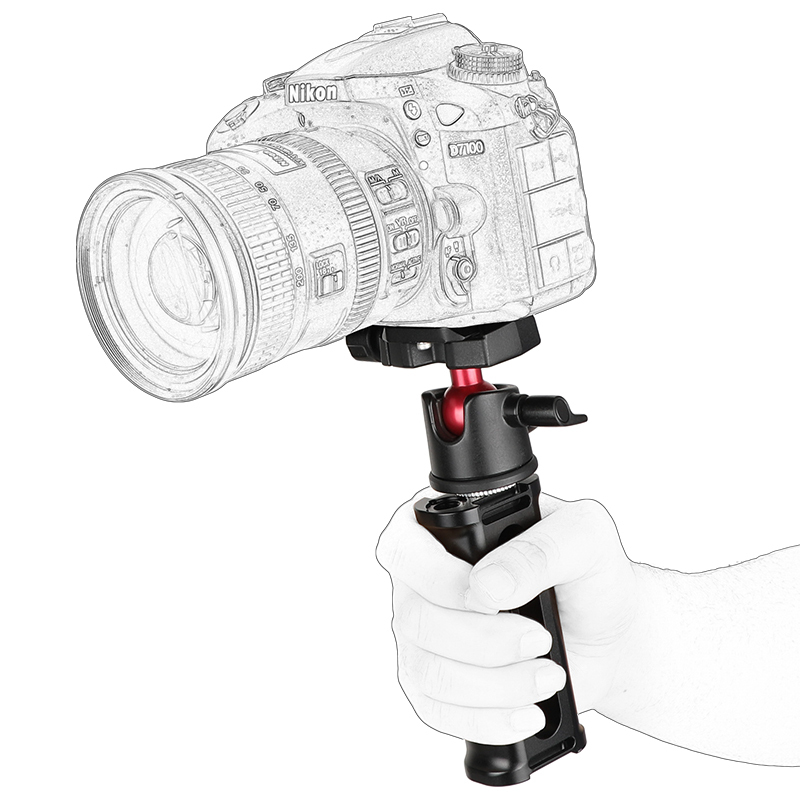 CAMVATE Aluminum Handle Grip + 360° Rotating Tripod Head Adapter With Quick Release Baseplate 1/4" Mounting Screw