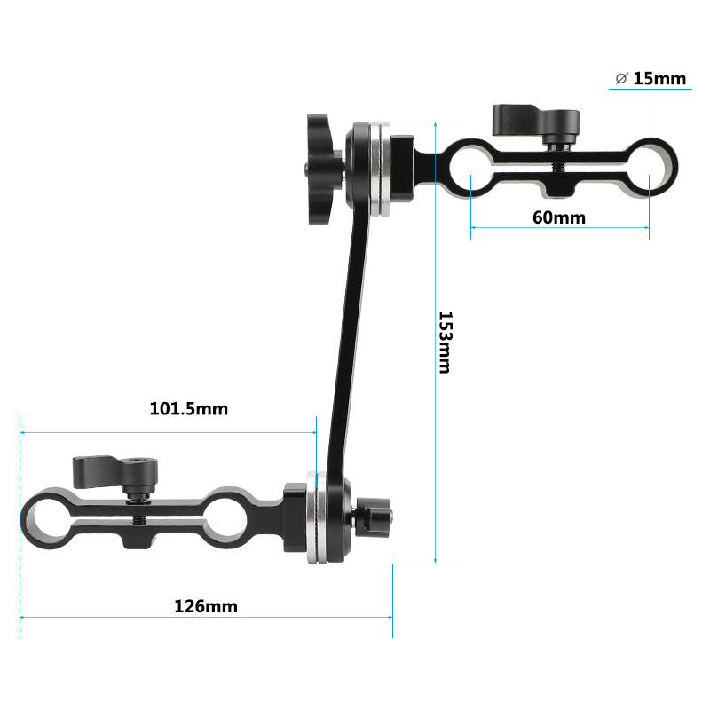 CAMVATE ARRI Rosette Style Z Shape Extension Arm With Double 15mm Rod Clamp Railblock For Shoulder Mount Rig