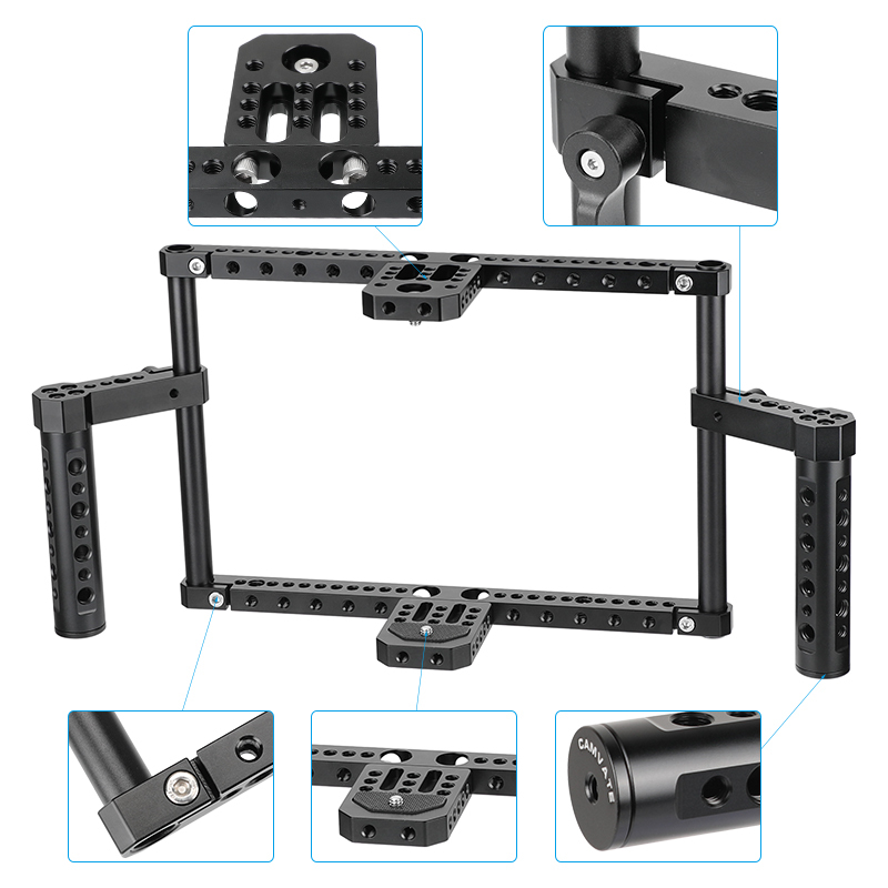CAMVATE Simple Monitor Cage Kit 172mm In Height For 7"- 10" On-camera Monitor With Adjustable Cheese Handgrips