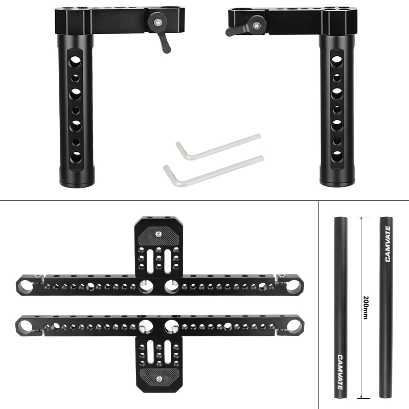 CAMVATE Simple Monitor Cage Kit 172mm In Height For 7"- 10" On-camera Monitor With Adjustable Cheese Handgrips