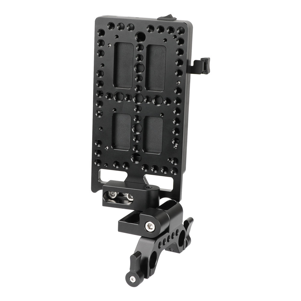 CAMVATE Quick Release V Mount Power Splitter Adapter With 90° Flip-open Adjustment And Rotating 15mm Rail Block