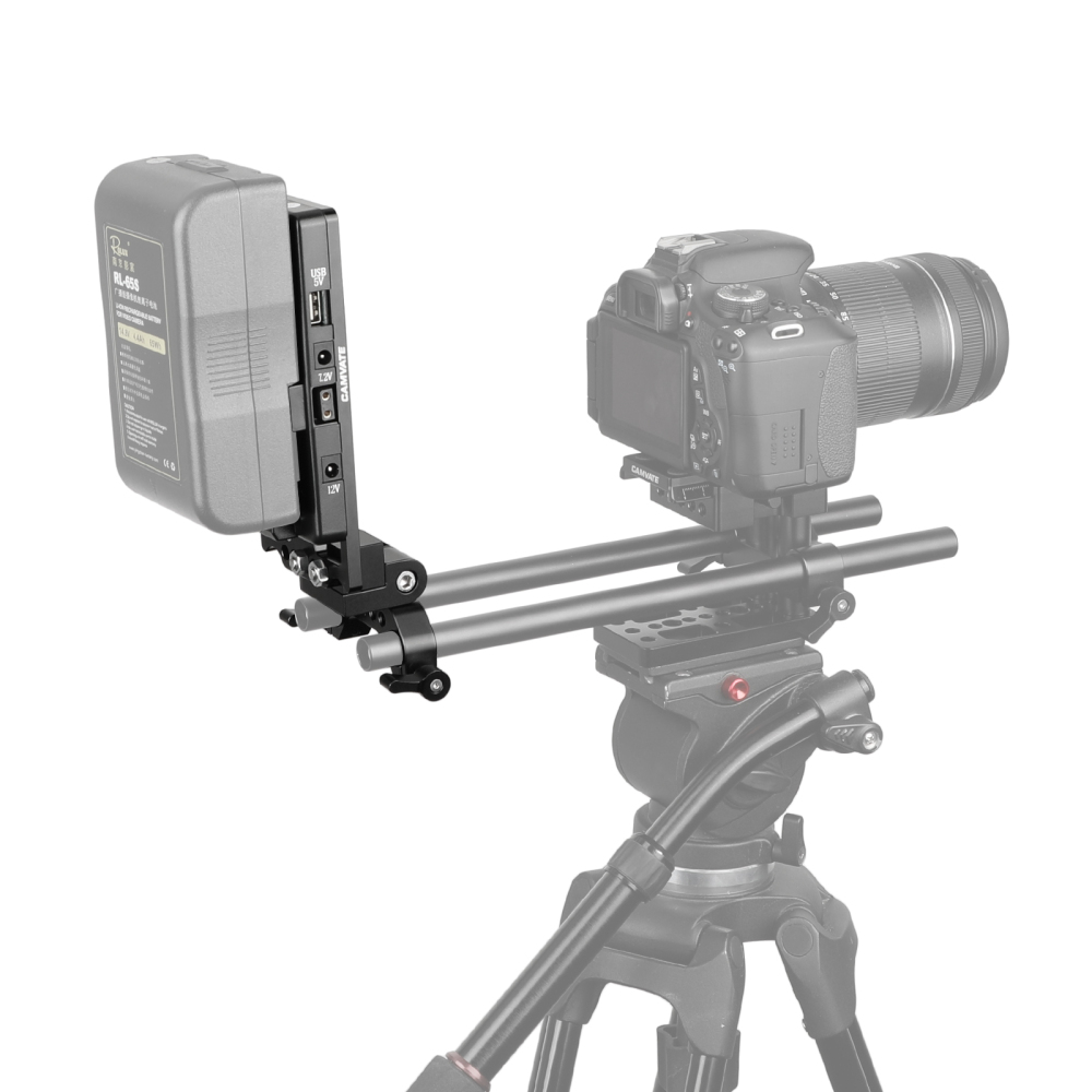 CAMVATE Quick Release V Mount Power Splitter Adapter With 90° Flip-open Adjustment And Rotating 15mm Rail Block