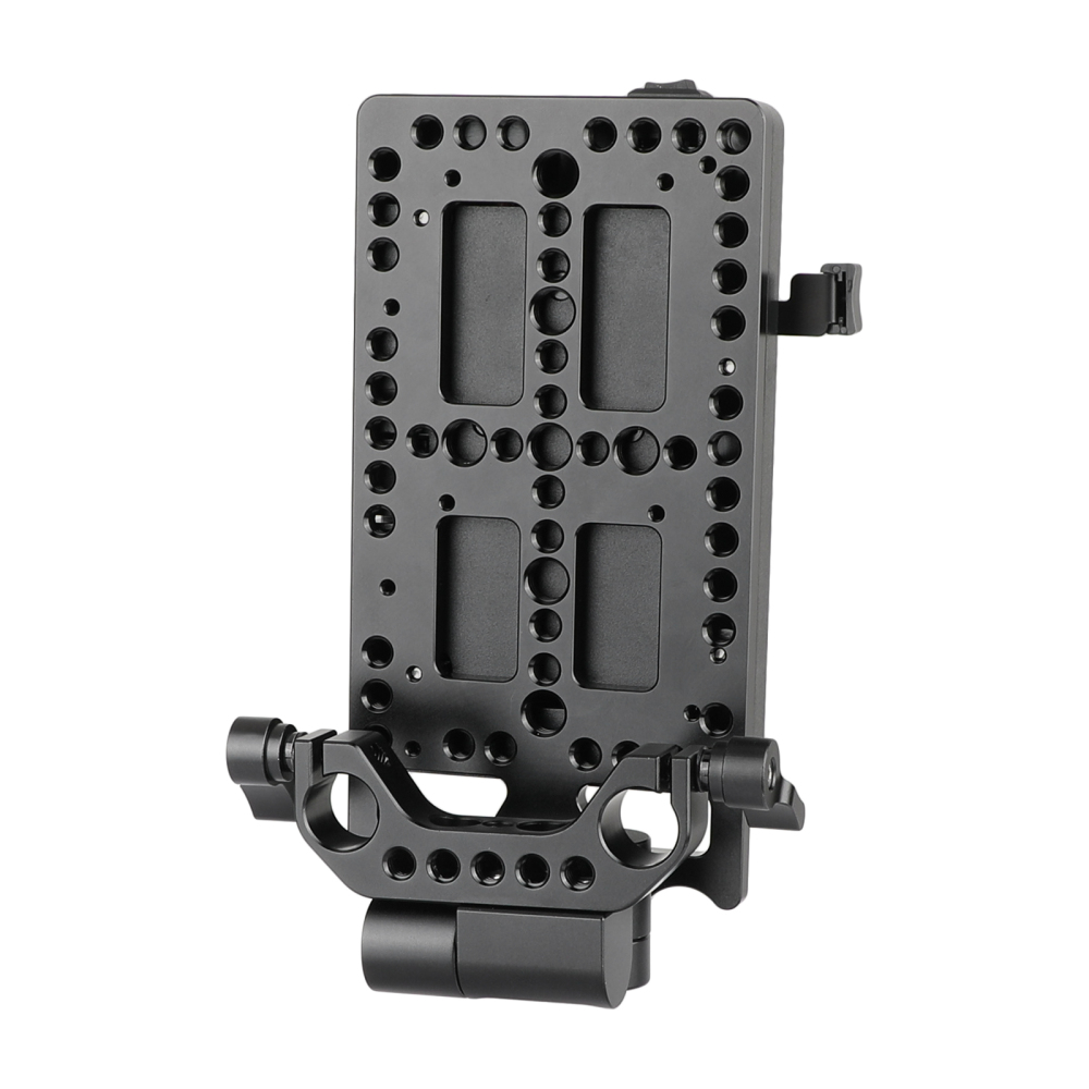 CAMVATE Quick Release V Mount Power Splitter Adapter With 90° Flip-open Adjustment And Rotating 15mm Rail Block