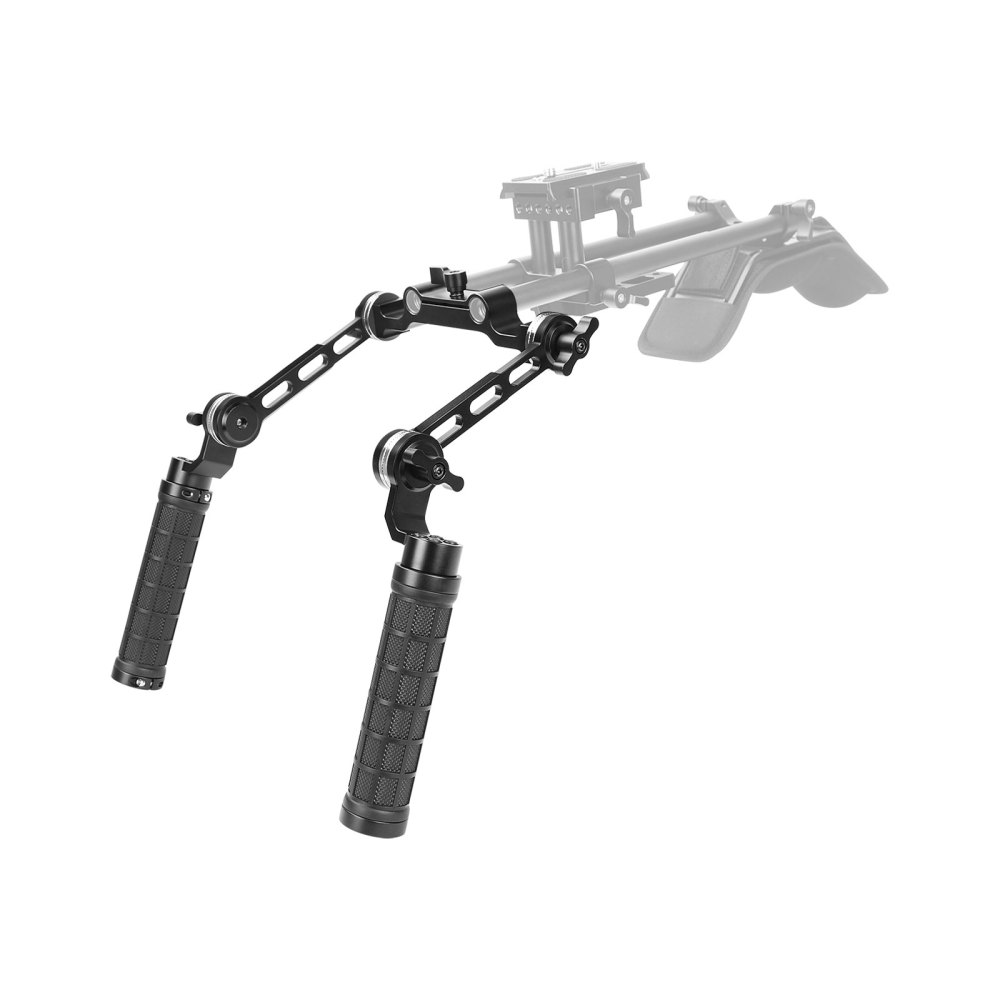 CAMVATE Adjustable ARRI Rosette Hand Grip Pair (Rubber-covered) With Magic Arm & Central 15mm Railblock Adapter For Shoulder Rig
