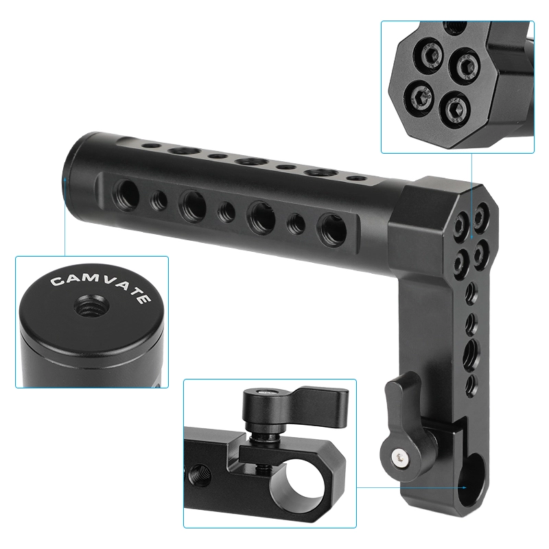 CAMVATE Adjustable Aluminum Cheese Hand Grip (A Pair) L Handle With 15mm Rod Clamp Connection For Monitor Cage Kit
