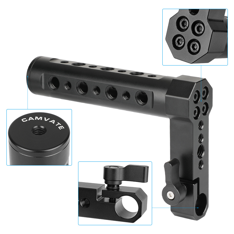 CAMVATE Adjustable Aluminum Cheese Hand Grip (A Pair) L Handle With 15mm Rod Clamp Connection For Monitor Cage Kit