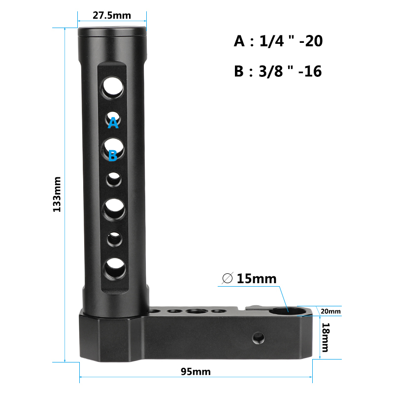 CAMVATE Adjustable Aluminum Cheese Hand Grip (A Pair) L Handle With 15mm Rod Clamp Connection For Monitor Cage Kit